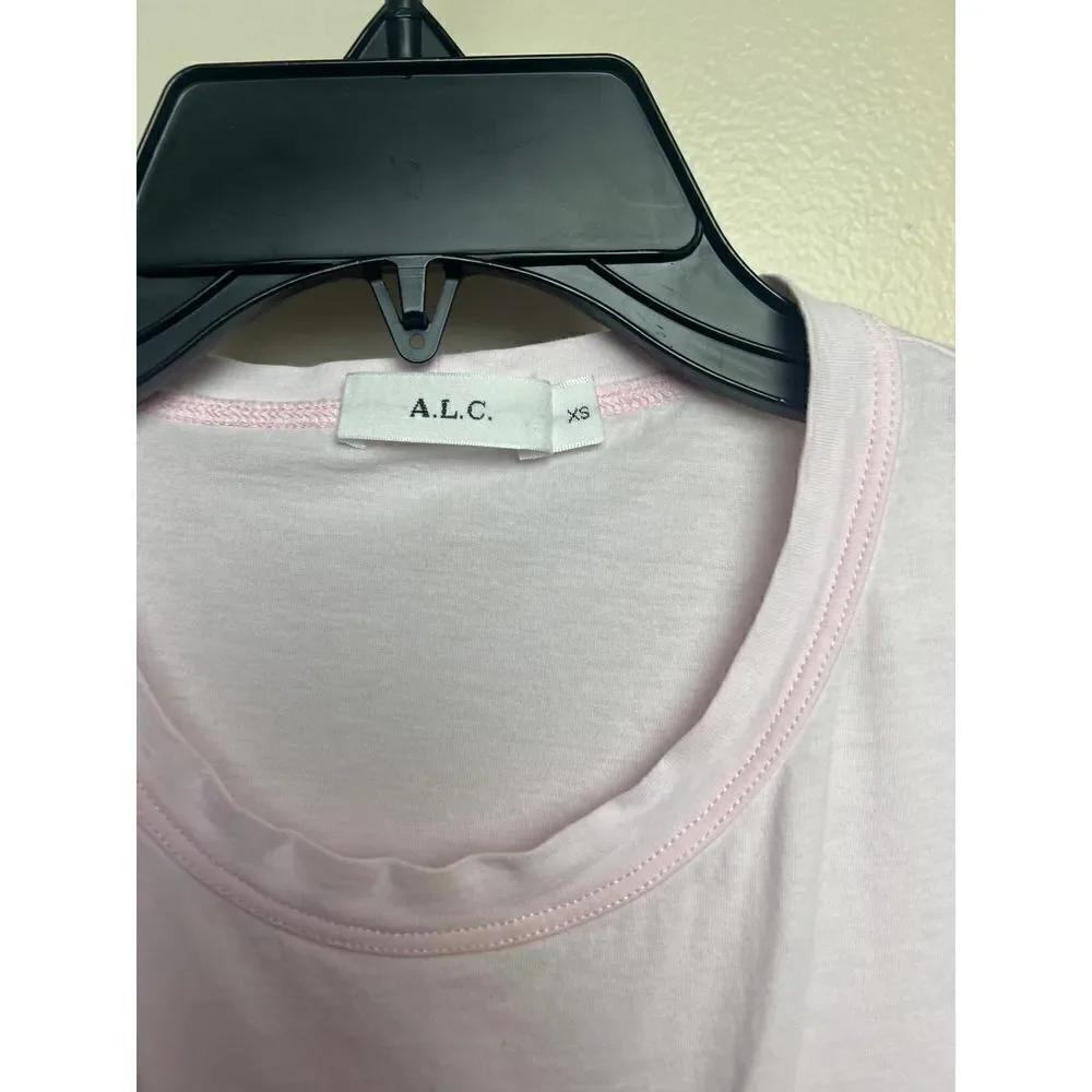 A.L.C. Pink Milo Puff Sleeve Tie T-Shirt Sz. XS - Picture 4 of 7